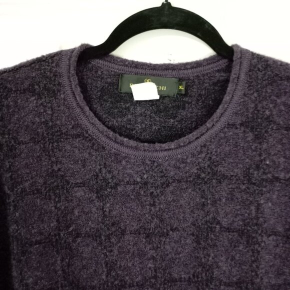 Bugatchi Uomo Sweater Men XL Purple Wool Blend Crewneck Subtle Checkered Pattern - Picture 3 of 8